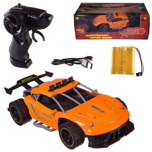 фото Машинка на радиоуправлении abtoys гоночная 2,4ггц, резиновые колеса, аккумуляторный блок, оранжевая-2 1:18 junfa toys