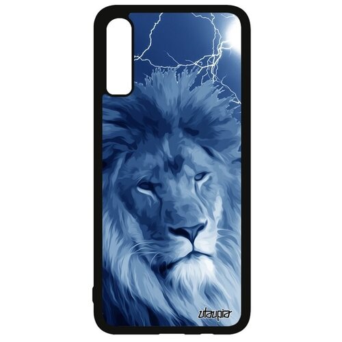 фото Защитный чехол на телефон // samsung galaxy a70 // "лев" самец зверь, utaupia, голубой