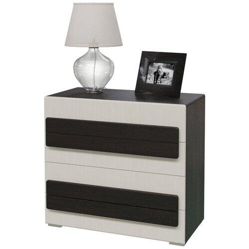 Комод широкий с 4-мя ящиками Престиж цвет венге цаво/жемчужный лён