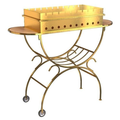 фото Boyscout мангал с 2 столиками дровницей на колесах gold 1180х380х925 мм (61501)