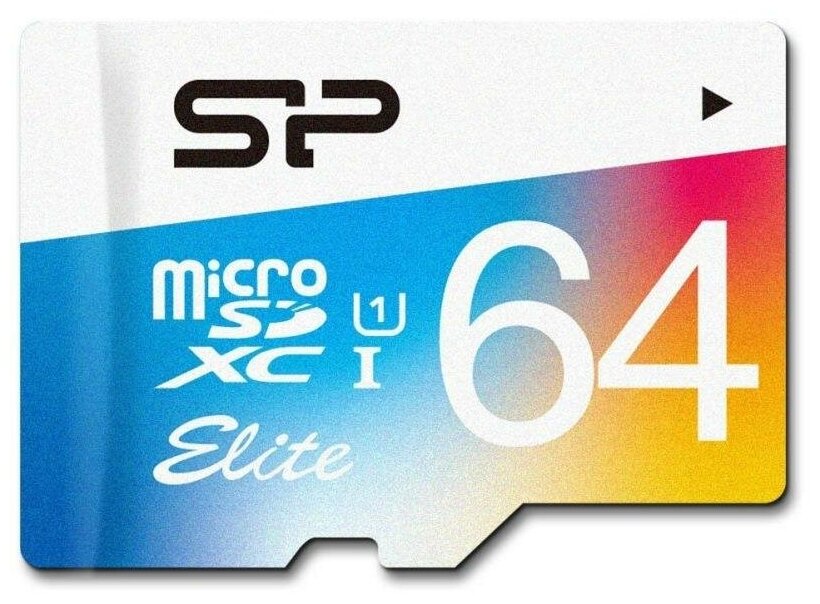 Флеш карта microSD 64GB Silicon Power Elite microSDHC Class 10 UHS-I (SD адаптер) Colorful