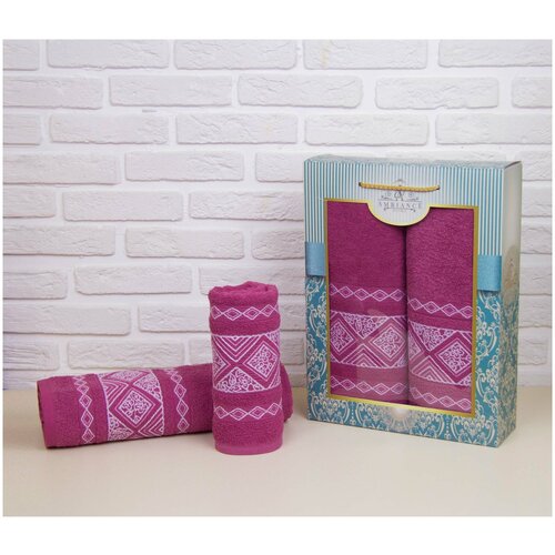 фото Ambiance набор полотенец phillis цвет: брусничный br20389 (50х90 см,70х140 см)