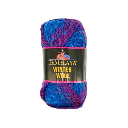 Пряжа Himalaya Winter wool, Цвет07 Лилово-Бирюзовый(5 мотков), акрил-80%, шерсть-20%