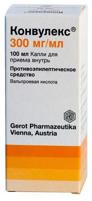 Конвулекс капли д/вн. приема, 300 мг/мл, 100 мл, 1 шт.