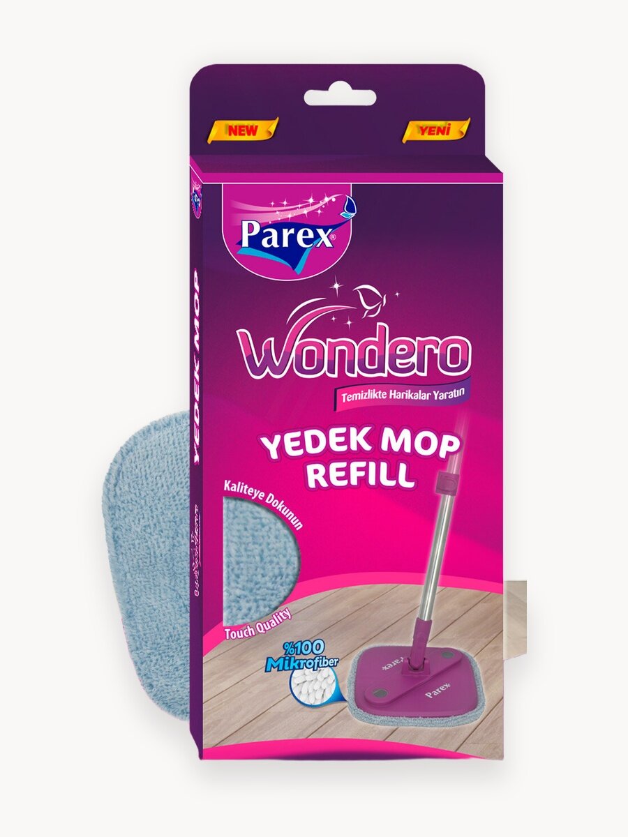 Насадка на швабру Parex Wondero 360 сменная из микрофибры для уборки и мытья полов, на липучке, 1 шт