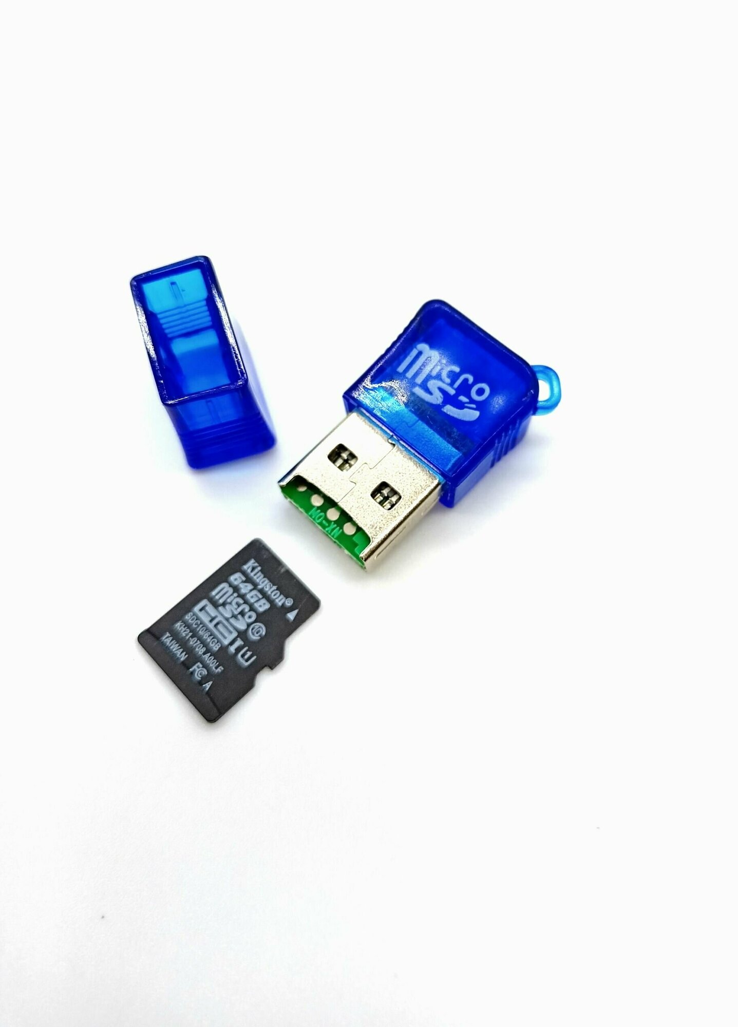 Переходник/CARD READER/USB-MicroSD/Синий