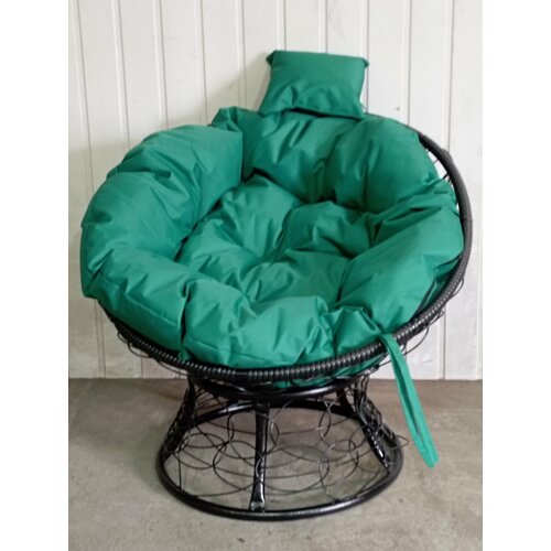 Кресло Папасанротанг мини черный/зеленая кресло альтернатива ротанг плюс м8839 с бежевой подушкой мокко темно коричневый