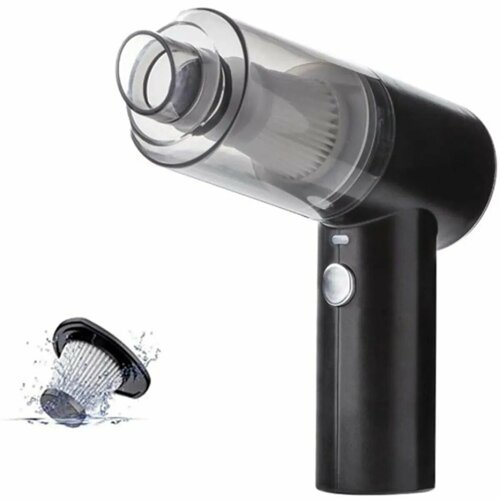 Беспроводной мини пылесос с подсветкой для авто и дома 2в1 Vacuum cleaner чёрныйс насадками 1499₽