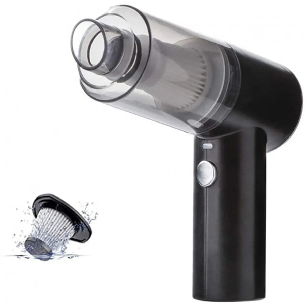 фото Беспроводной мини пылесос с подсветкой для авто и дома 2в1 "Vacuum cleaner" (чёрный)с насадками