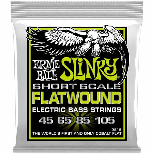 ERNIE BALL 2818 - струны для бас-гитары Regular Slinky Flatwound Short Scale 45-105 ernie ball 2856 струны для бас гитары regular slinky nckl wnd medium scale 45 105