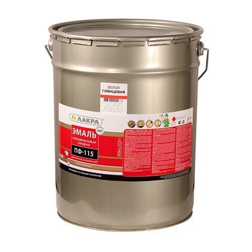 Эмаль ПФ-115 Lakra белый глянцевый 20 кг
