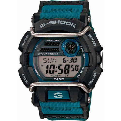фото Наручные часы casio наручные часы casio g-shock gd-400-2e мужские, хронограф, будильник, секундомер, таймер, водонепроницаемые, противоударные, подсветка, синий, серебряный