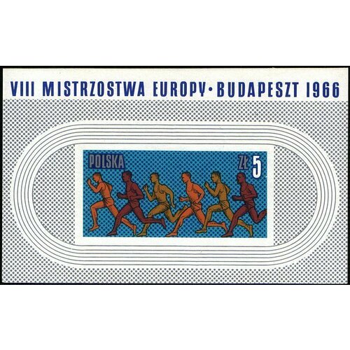 (1966-037) Блок марок Польша Бег на длинные дистанции , III Θ 1966 037 блок марок польша бег на длинные дистанции iii θ