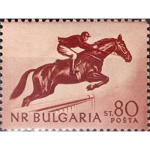 (1954-038) Марка Болгария Конный спорт Спорт III O 1954 035 марка болгария здание академии 85 летие болгарской академии наук бан iii o