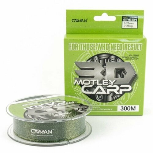 фото Леска caiman motley carp 3d 300м 12,1кг/0,35мм (camo green)