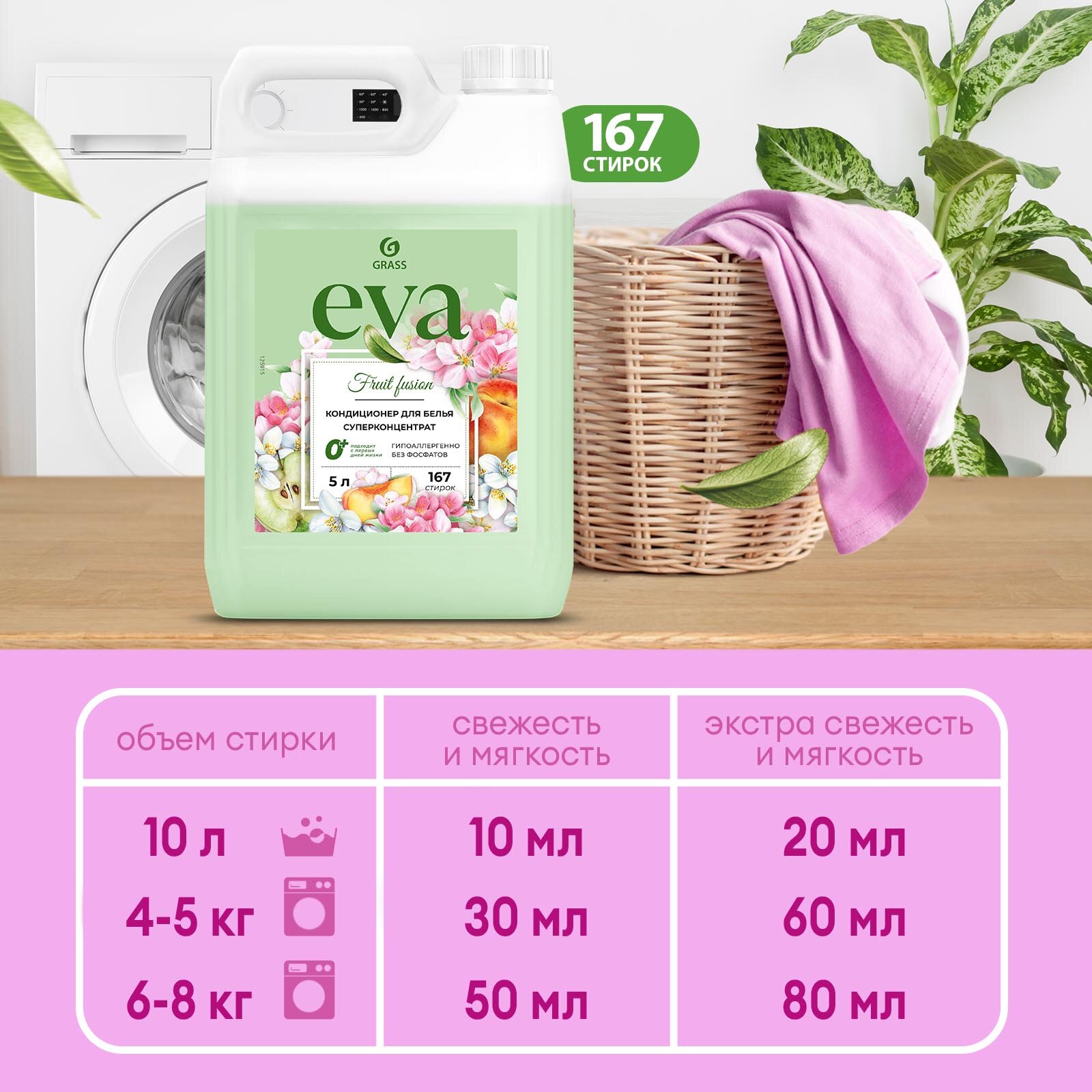 Кондиционер Grass Eva Sensitive для белья 5л - фото №4