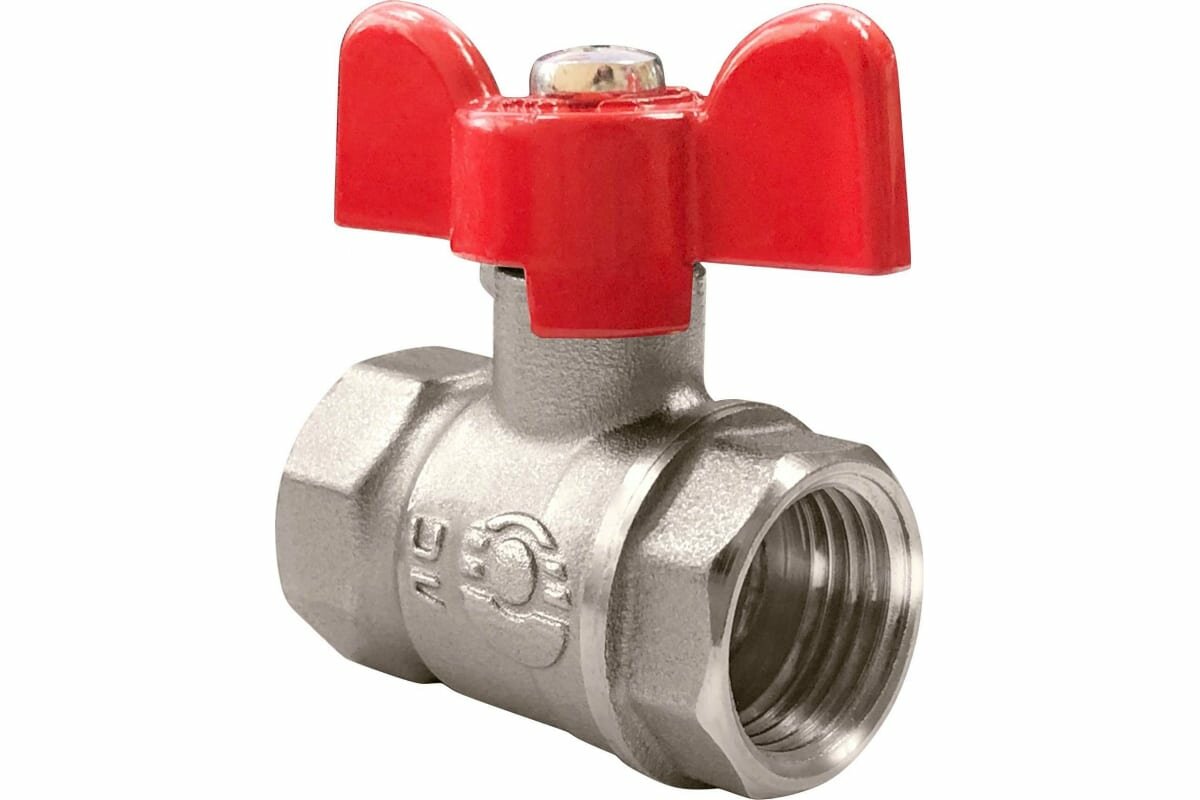 Шаровой кран для воды VALFEX OPTIMA 1/2" ВР/ВР бабочка, никелированная ...