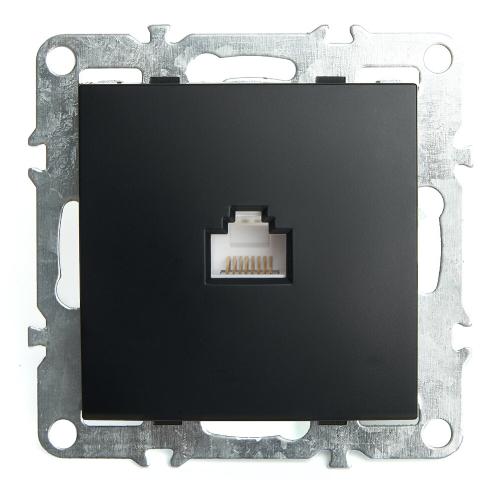 фото Розетка компьютерная 1-местная RJ-45 (механизм), серия Эрна, PST00-9107-03, черный, 49151