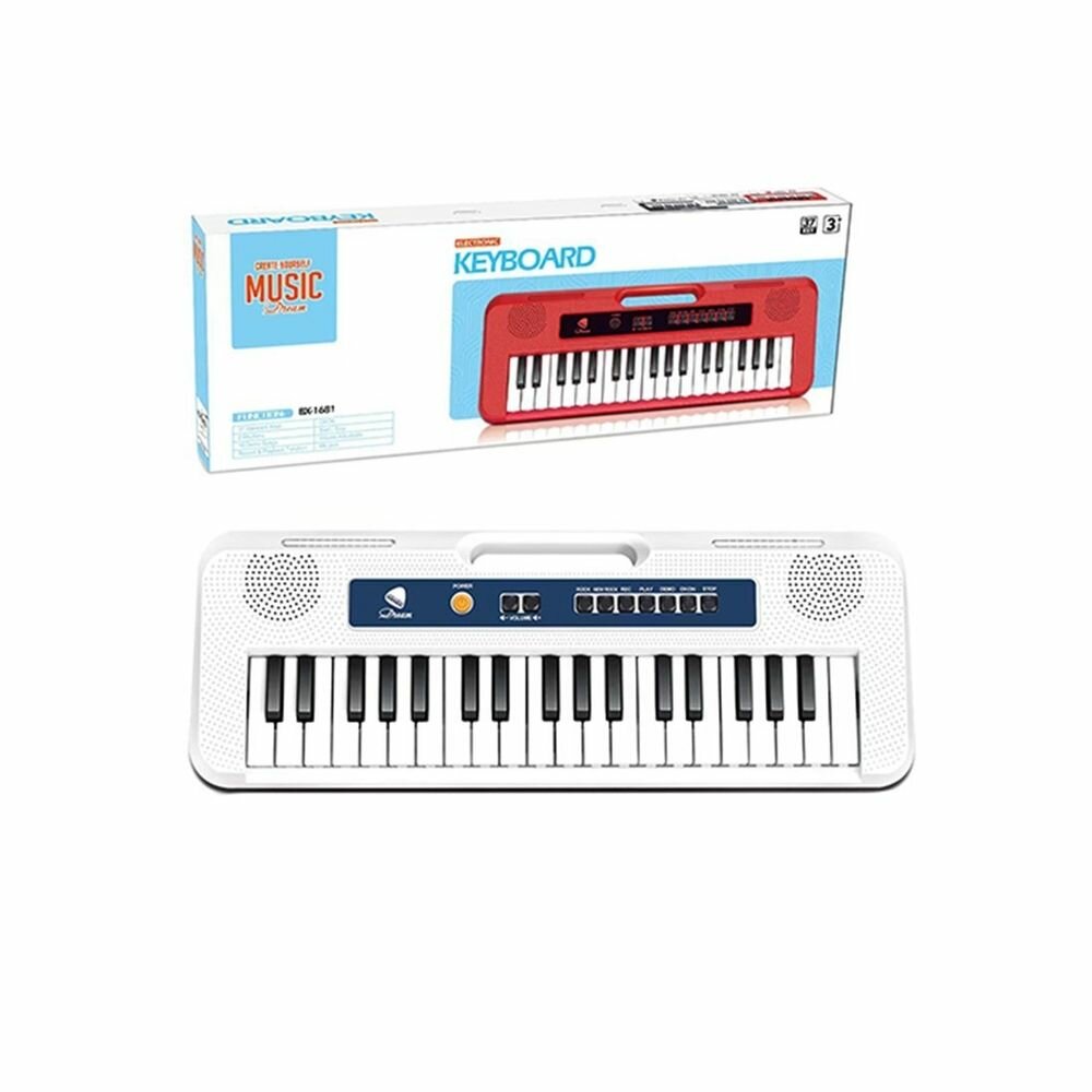 Музыкальная игрушка Наша Игрушка "Синтезатор" белый 37 клавиш микрофон на 3 батарейках АА не входят (BX-1681B)