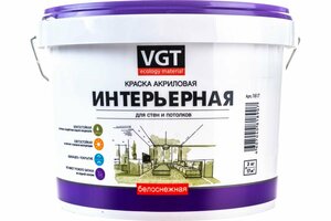 Краска ВД интерьерная влагостойкая 3 кг белоснежная ВД-АК-2180 ВГТ /эконом