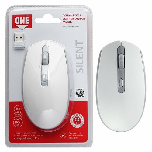 Манипулятор мышь Smartbuy ONE 280AG бело-серая бесшумная беспроводная 99600₽
