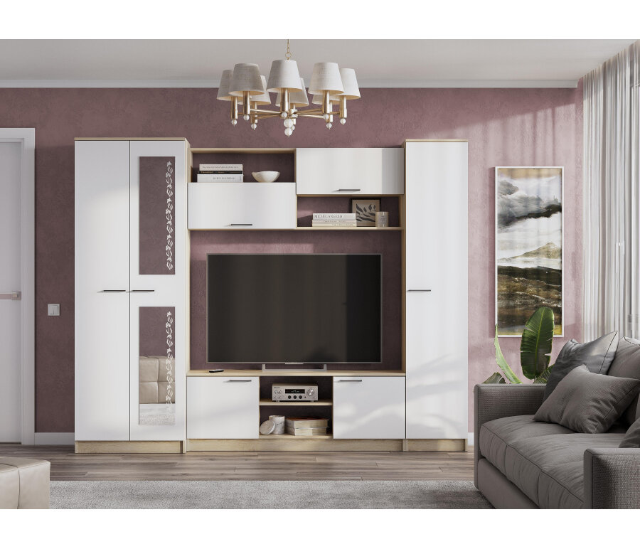 фото Готовая гостиная Woodville Lucius дуб сонома / белый