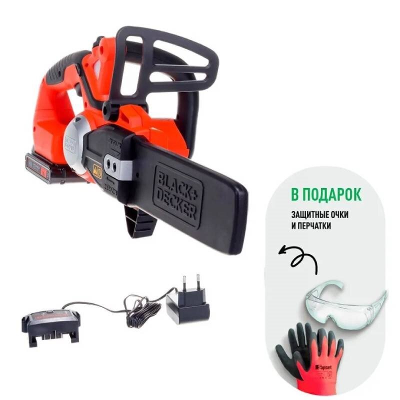 фото Аккумуляторная цепная пила Black+Decker GKC1820L20 (18В, 2Ач, 20см)