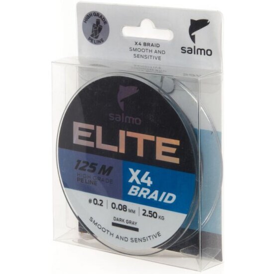 Плетеный шнур Salmo Elite х4 BRAID Dark Gray 125 м, 008 мм