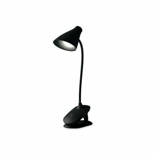 Светодиодная настольная лампа с прищепкой, гибкой ножкой и аккумуляторной батареей DE707, 4Вт, 128х70х390 мм, цвет чёрный