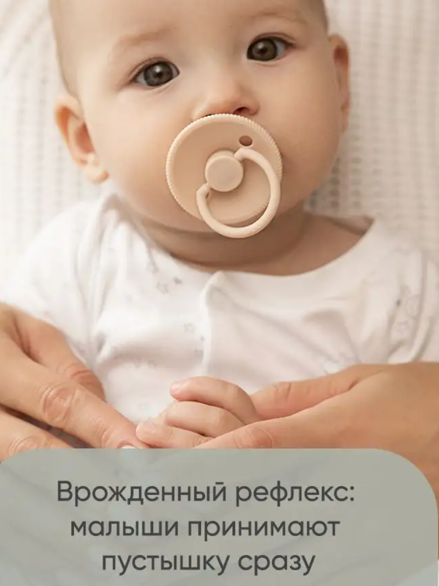 Пустышка Paomma с соской из натурального латекса, L (18-36 мес), Light grey — фото 1