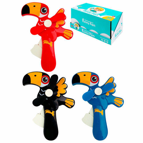 Вентилятор детский Попугай шоубокс-12 шт со светом цвет микс цена за 1 штуку ИК-1573 70300₽