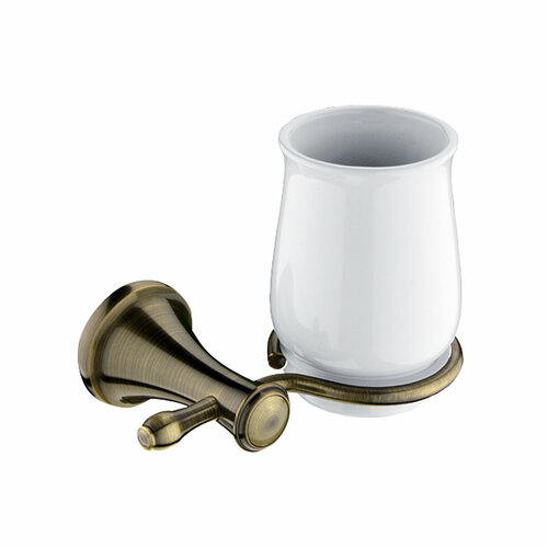 Стакан настенного монтажа, фабрика Nimco, коллекция Lada, материал латунь, цвет бронза/белая керамика