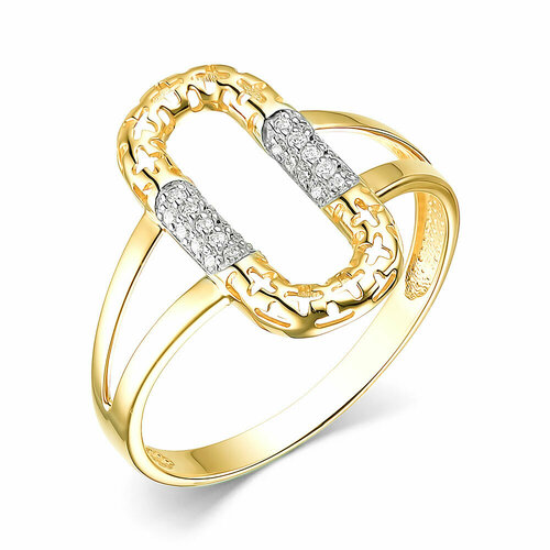 фото Кольцо diamant online, золото, 585 проба, фианит, размер 17