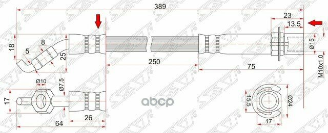 Шланг Тормозной Задний (Таиланд) Toyota Aristo/Crown Majesta/Soarer/Lexus Gs300/400/430/Sc430 97- Lh Sat арт. ST-90947-02F69