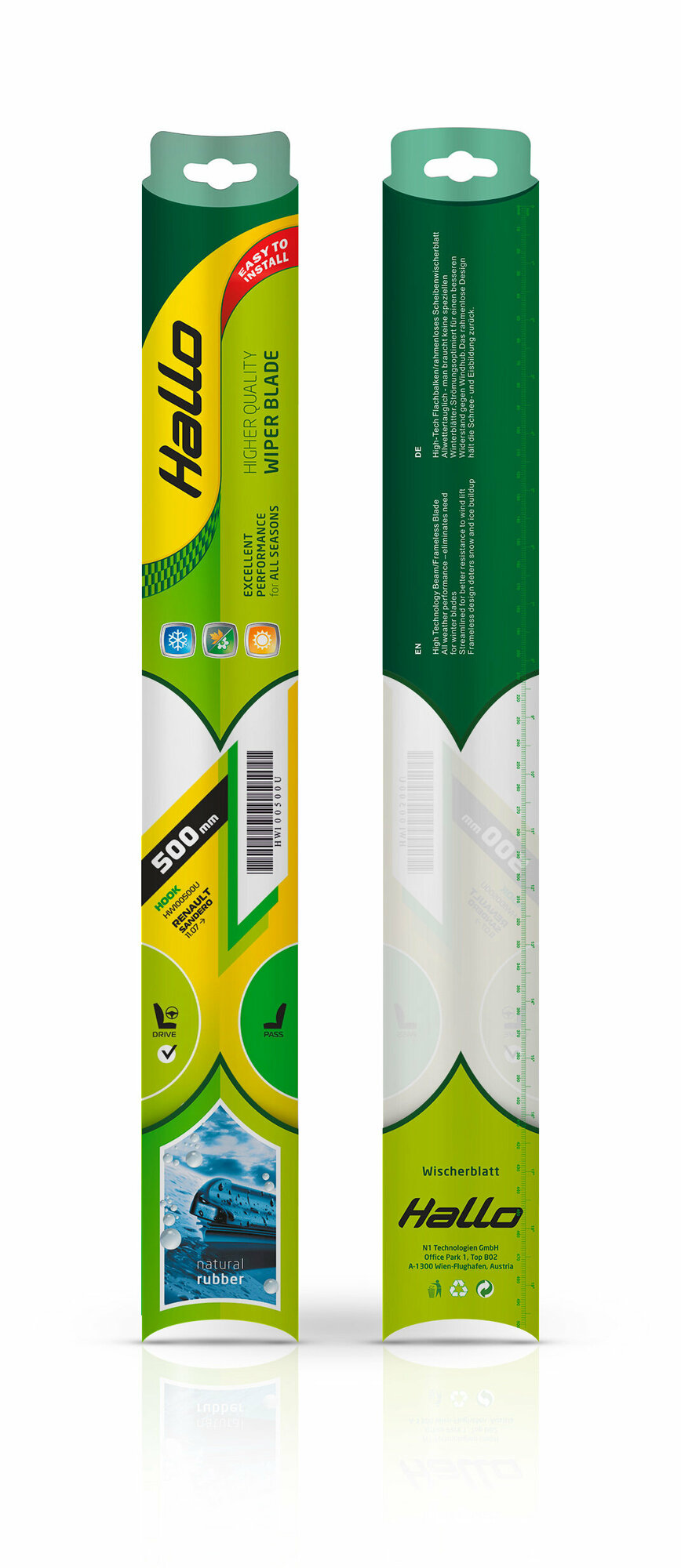 щетка стеклоочистителя Hallo 500 мм Hook HW100500 ( R , U )