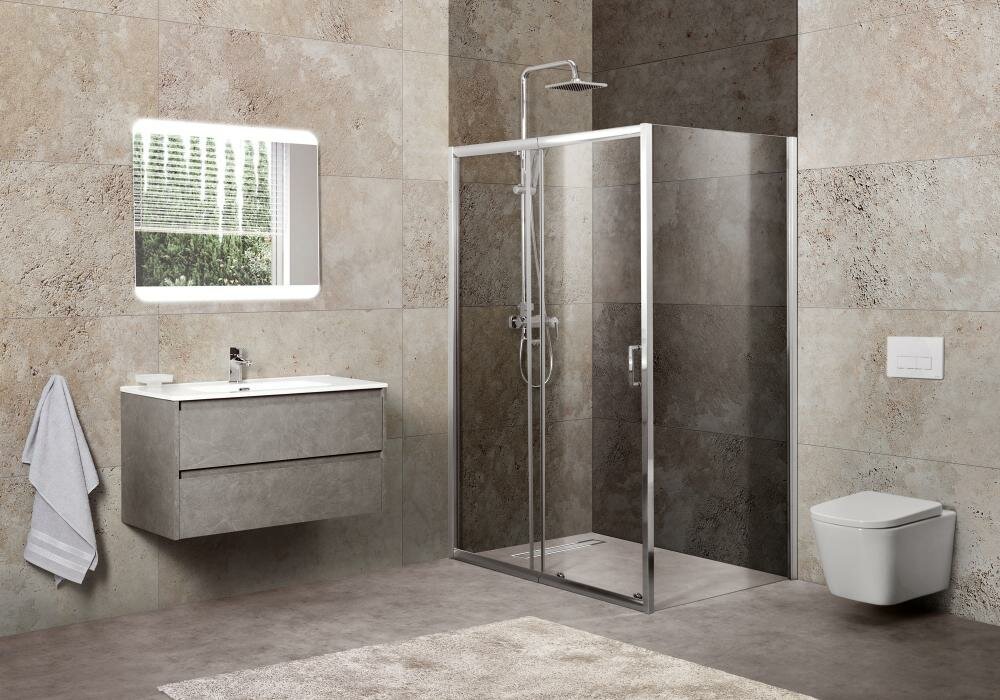 Belbagno Душевой уголок BelBagno UNIQUE-AH-1-120/135-100-C-Cr 100х120 см, профиль хром, стекло - прозрачное