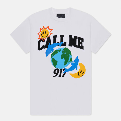 Футболка Nine One Seven call me world, хлопок, размер xl, белый