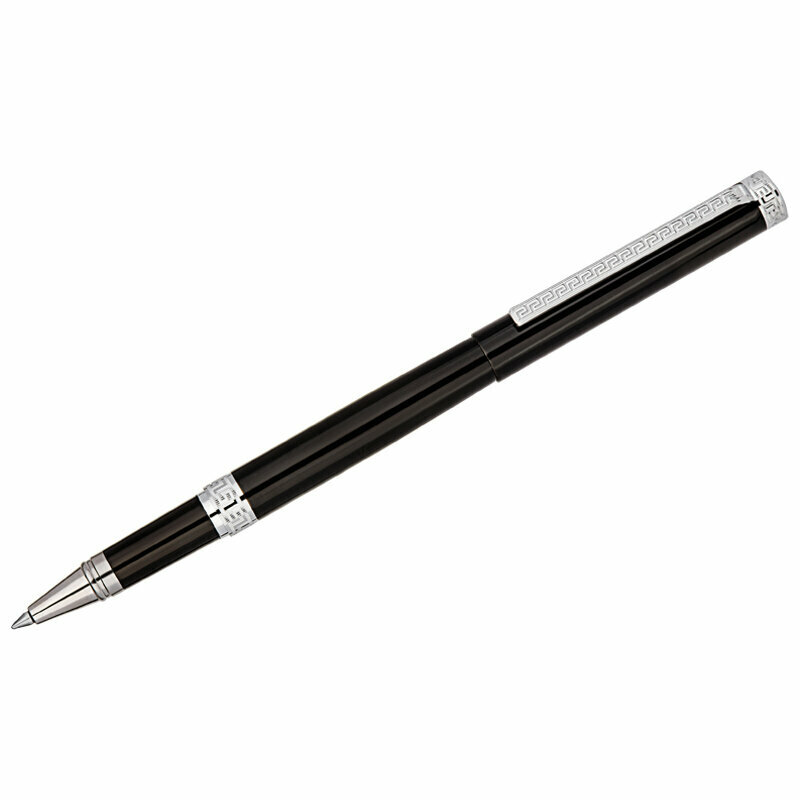 Ручка-роллер Delucci «Classico», черная, 0.6мм, цвет корпуса - черный/хром, поворот, подар. уп.