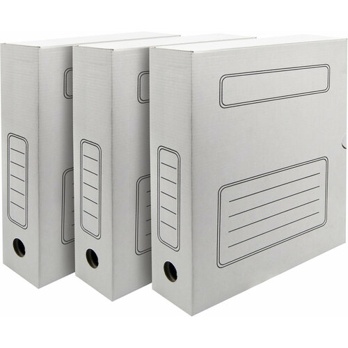 Короб архивный Silwerhof микрогофрокартон корешок 75мм A4 белый (упак:3шт)
