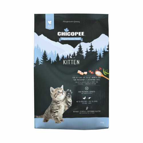 Chicopee HNL Cat Kitten сухой корм для котят и кормящих кошек с мясом птицы, 8 кг