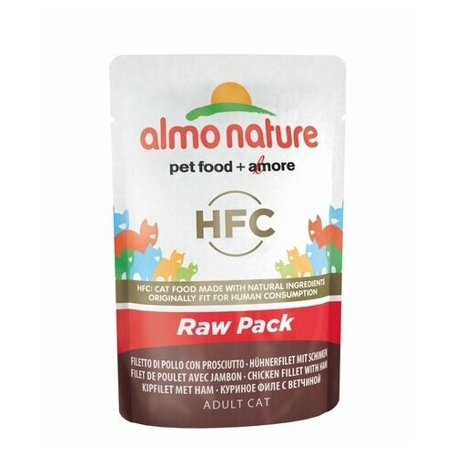 Almo Nature Classic Raw Pack - Chicken Fillet with Ham - Паучи 75% мяса для кошек Куриное Филе с Ветчиной - 0,055 кг