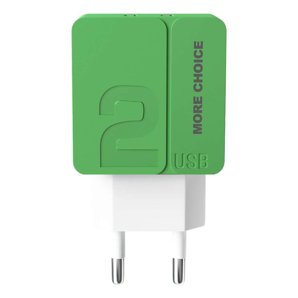 Сетевое зарядное устройство 2USB 2.4A More choice NC46 Green