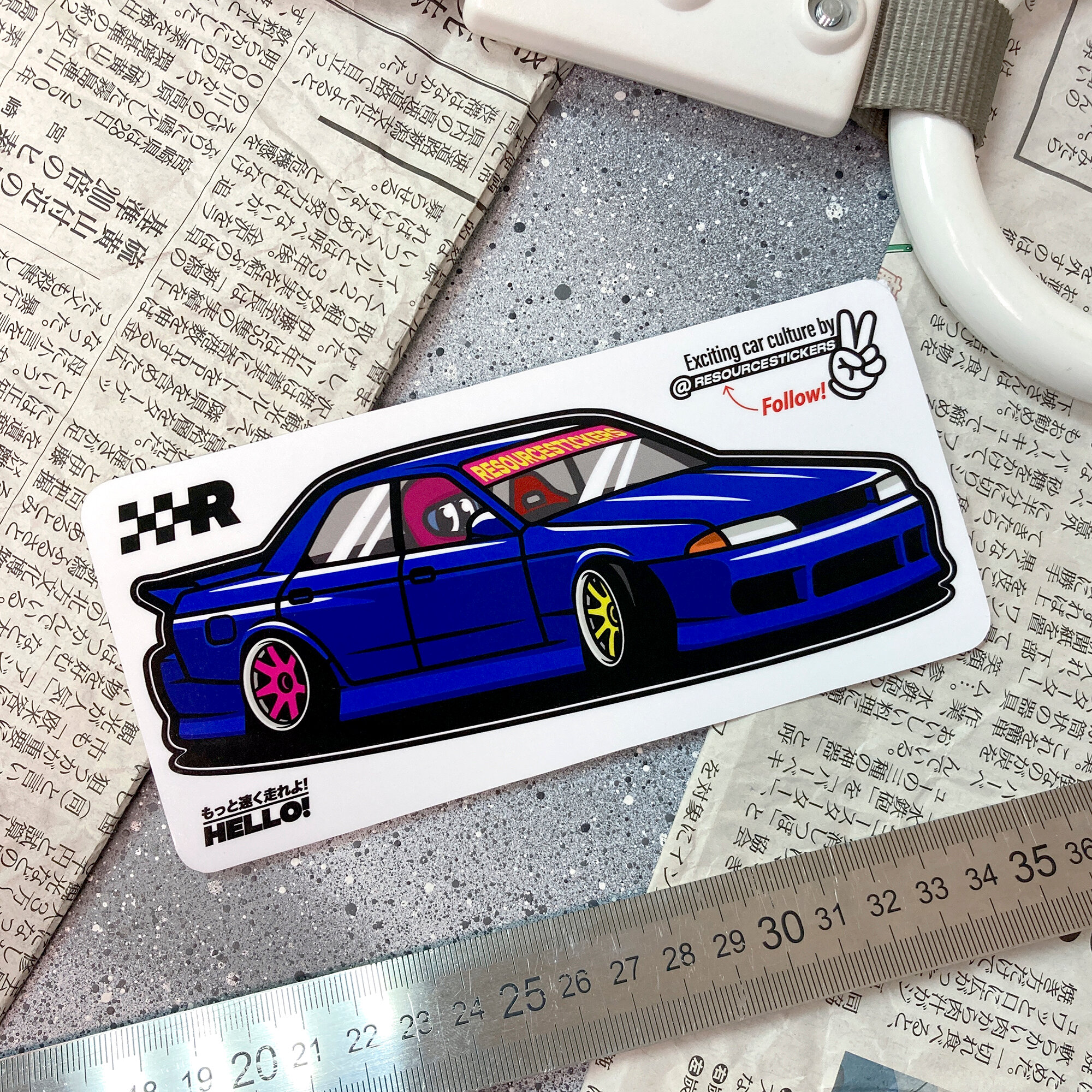 Виниловая наклейка машинка Nissan Skyline R32, JDM 15х6