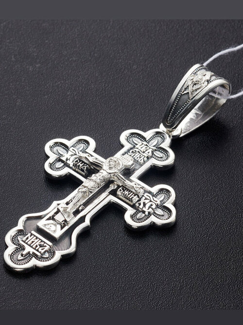Крестик Angelskaya925 Крест серебряный мужской кулон подвеска серебро для мужчин, серебро, 925 проба, чернение, размер 7.5 см.