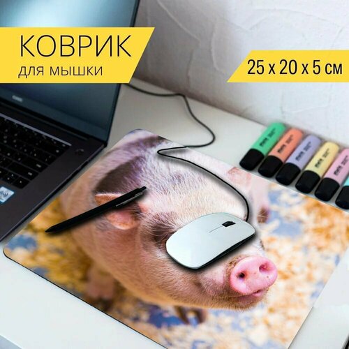 Коврик для мыши с принтом Свинья, минипиг, животное 25x20см. коврик для мыши с принтом свинья животное ферма 25x20см