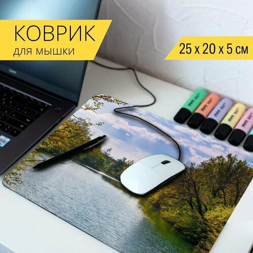 Коврик для мыши с принтом Поток, отражение, вода 25x20см. коврик для мыши с принтом пруд вода отражение 25x20см