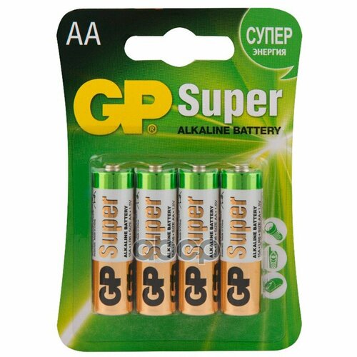 Батарейка Lr06/Aa Gp Super (Блистер, Алкалиновая) (4 Шт.) GP BATTERIES арт. GP 15A-2CR4