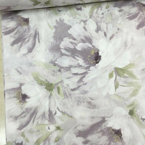 Ткань Люкс Ранфорс (Поплин). 100% хлопок, Фиолетовые акварельные цветы 100х240см