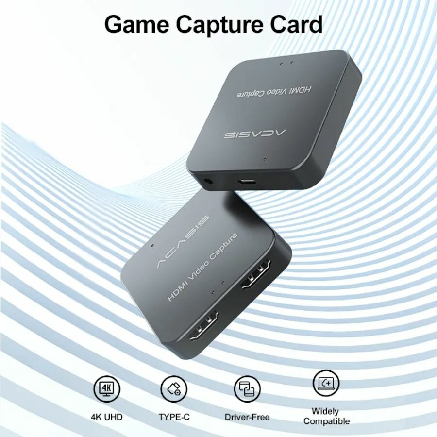 Карта видеозахвата Acasis HD33 HDMI на USB 2.0 с выводом HDMI для захвата потоковой игры PS4/NS — фото 2