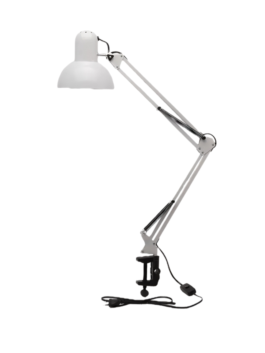 Настольная лампа со струбциной креплением на стол.